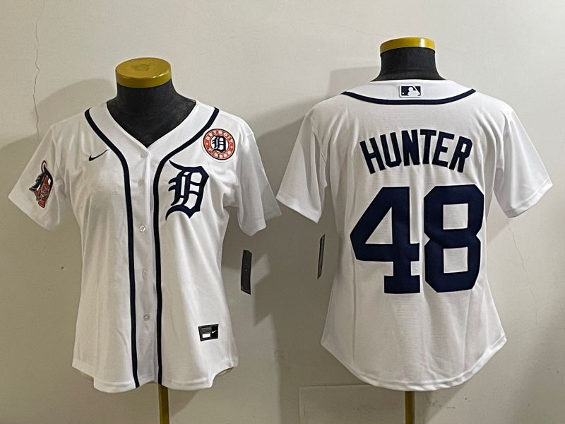 Women 2025 Detroit Tigers 48 Hunter White Game Nike MLB Jersey style 5